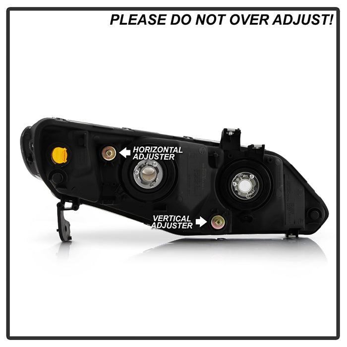 SPYDER Xtune 06-11 Honda Civic 4DR Crystal Headlights w/Large Amber Corner - Black (HD-JH-HC08-4DR-AM-BK) 9953453