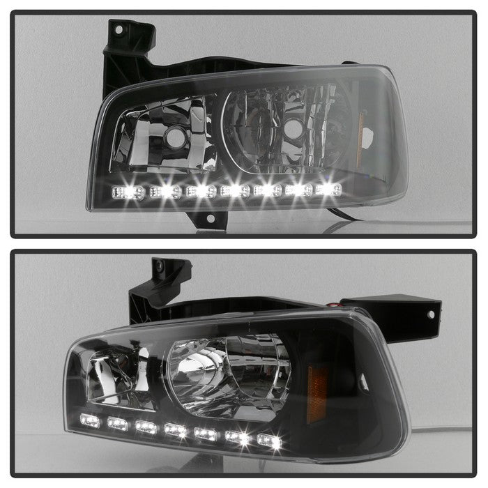 SPYDER Xtune Dodge Charger 06-10 1Pc LED Crystal Headlights Black HD-ON-DCH05-1PC-LED-BK 5017635