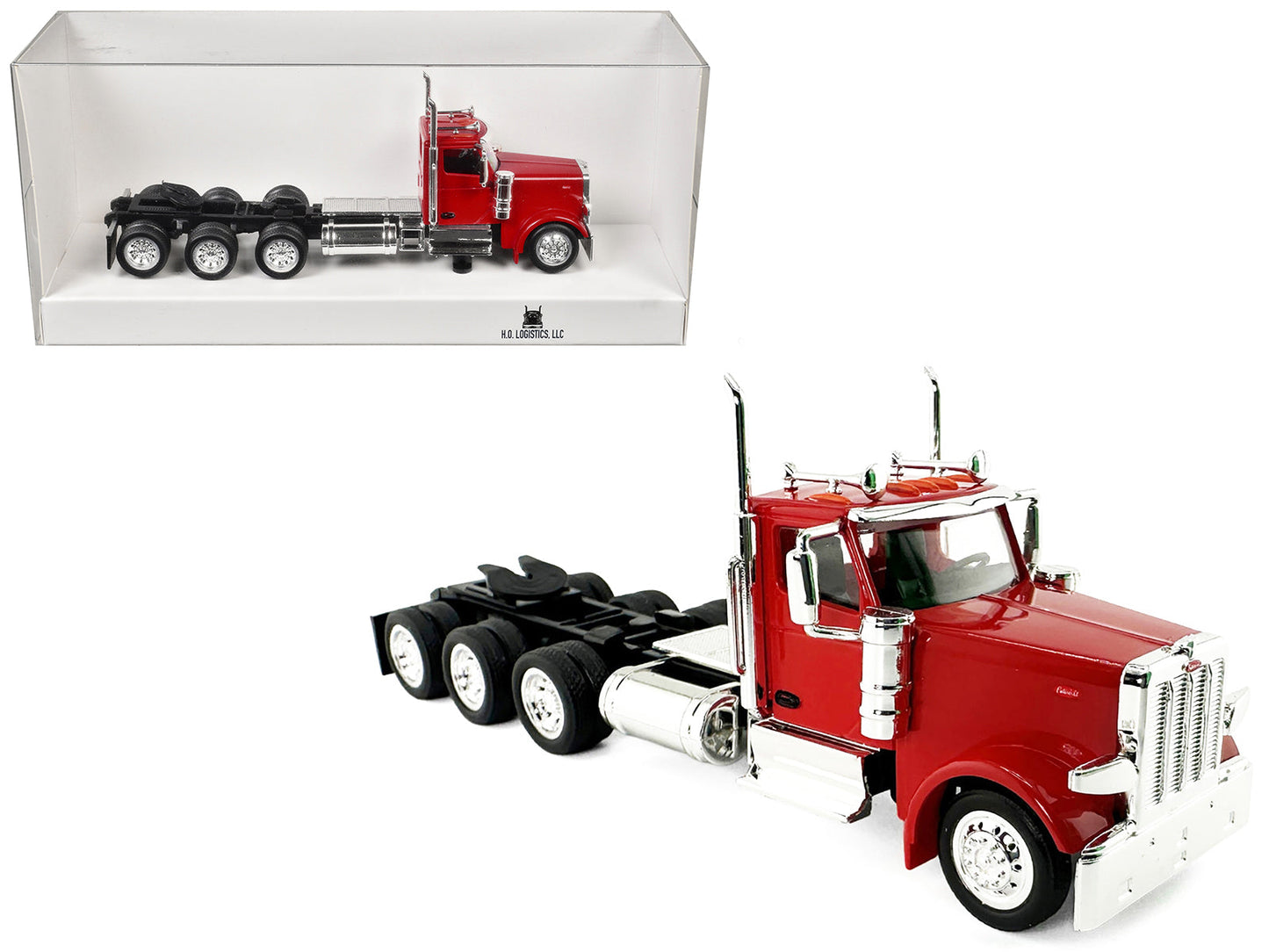 Peterbilt 589 3-Axel Day Cab Red 1/87 (HO) Plastic Model Car by HO Logistics free shipping USA