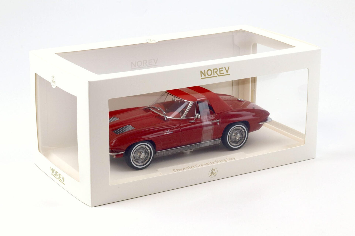 Norev 1963 Chevy Corvette C2 Stingray Cabriolet (Convertible) Riverside Red 1:18 *Defect*