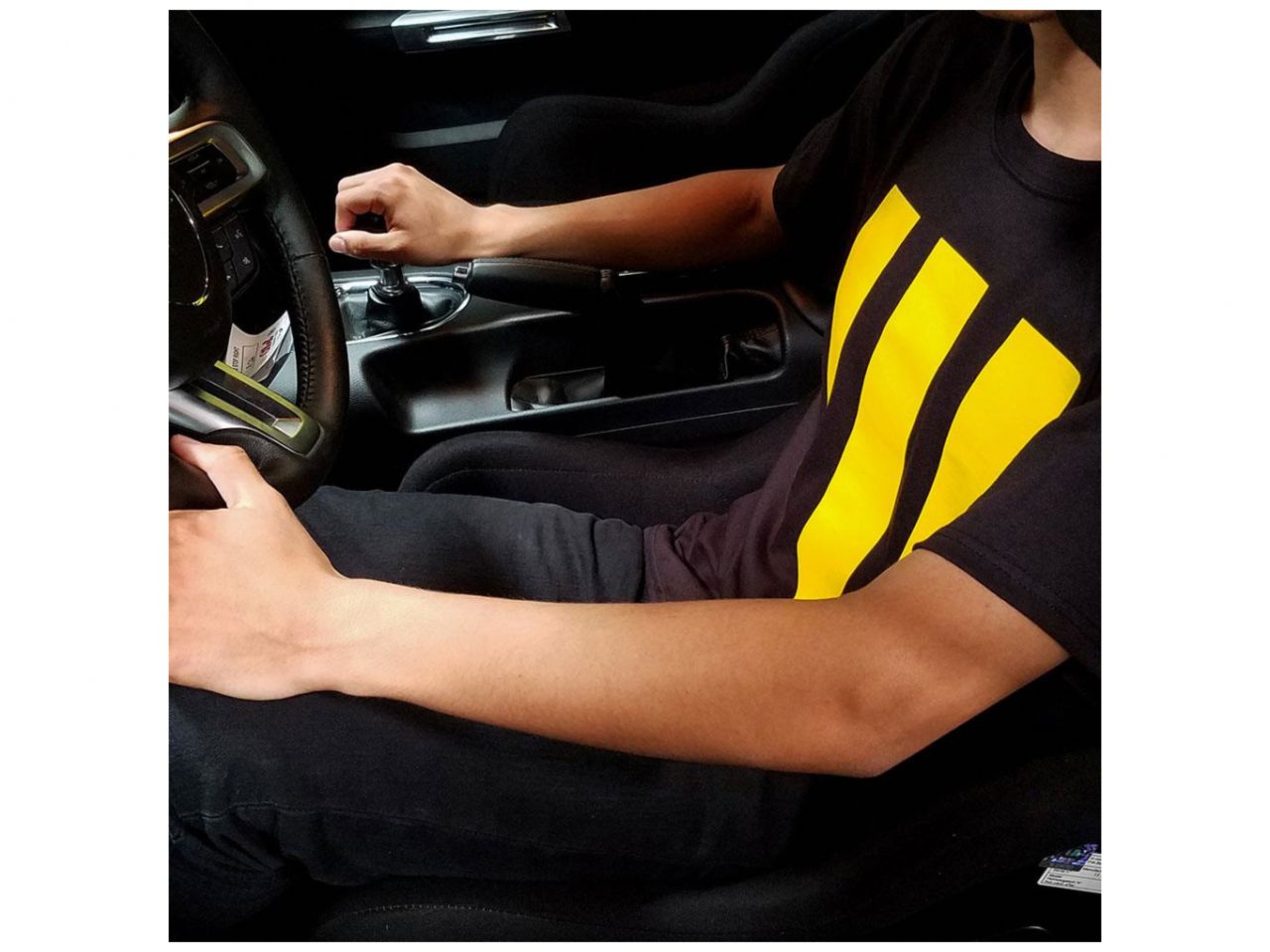 Whiteline Black Relaxed Fit T-Shirt With Our Signature Yellow