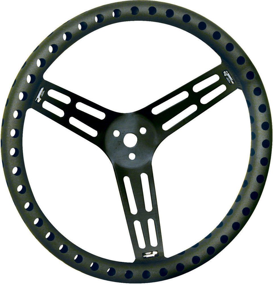 Longacre Steering Wheel 15in Dished Drilled Black 52-56838