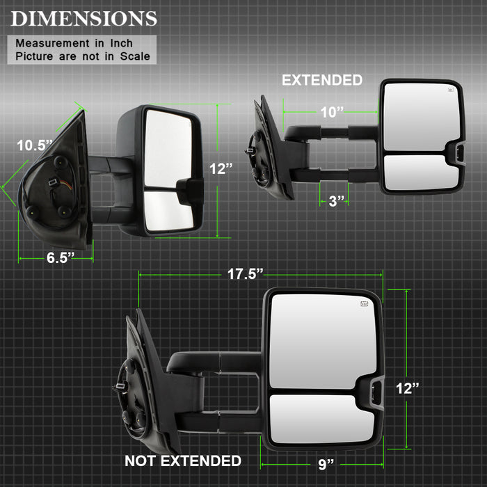 SPYDER xTune Chevy Silverado 07-13 Heated Smoke LED Signal Telescoping Mirrors MIR-CSIL07S-G2-PWH-SM-SET 9936722