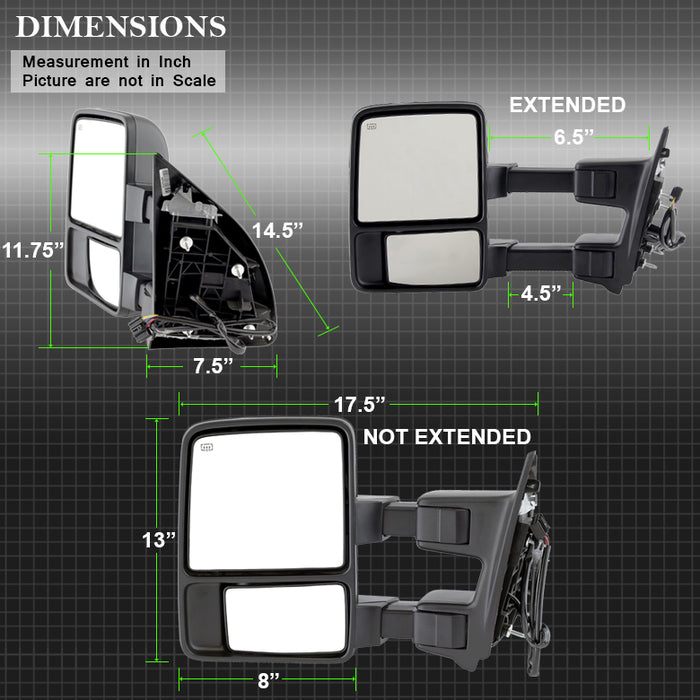 SPYDER Xtune Ford Superduty 08-14 Manual Extendable Power Heated Adjust Mirror Left MIR-FDSD08S-PW-AM-L 9933141