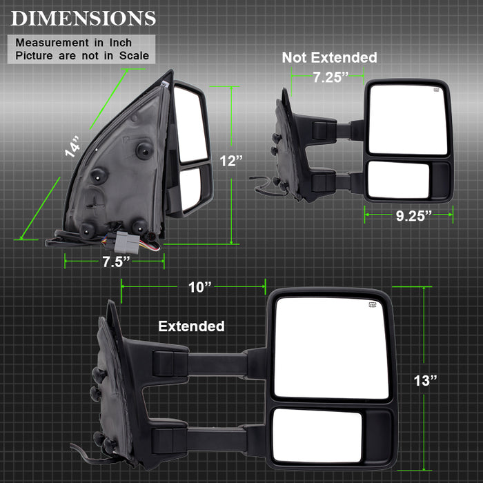 SPYDER Xtune L&R G2 Ford Superduty 99-07 Heated Smoke Signal Telescoping Mirrors MIR-FDSD99S-G2-PW-SM-SET 9935466