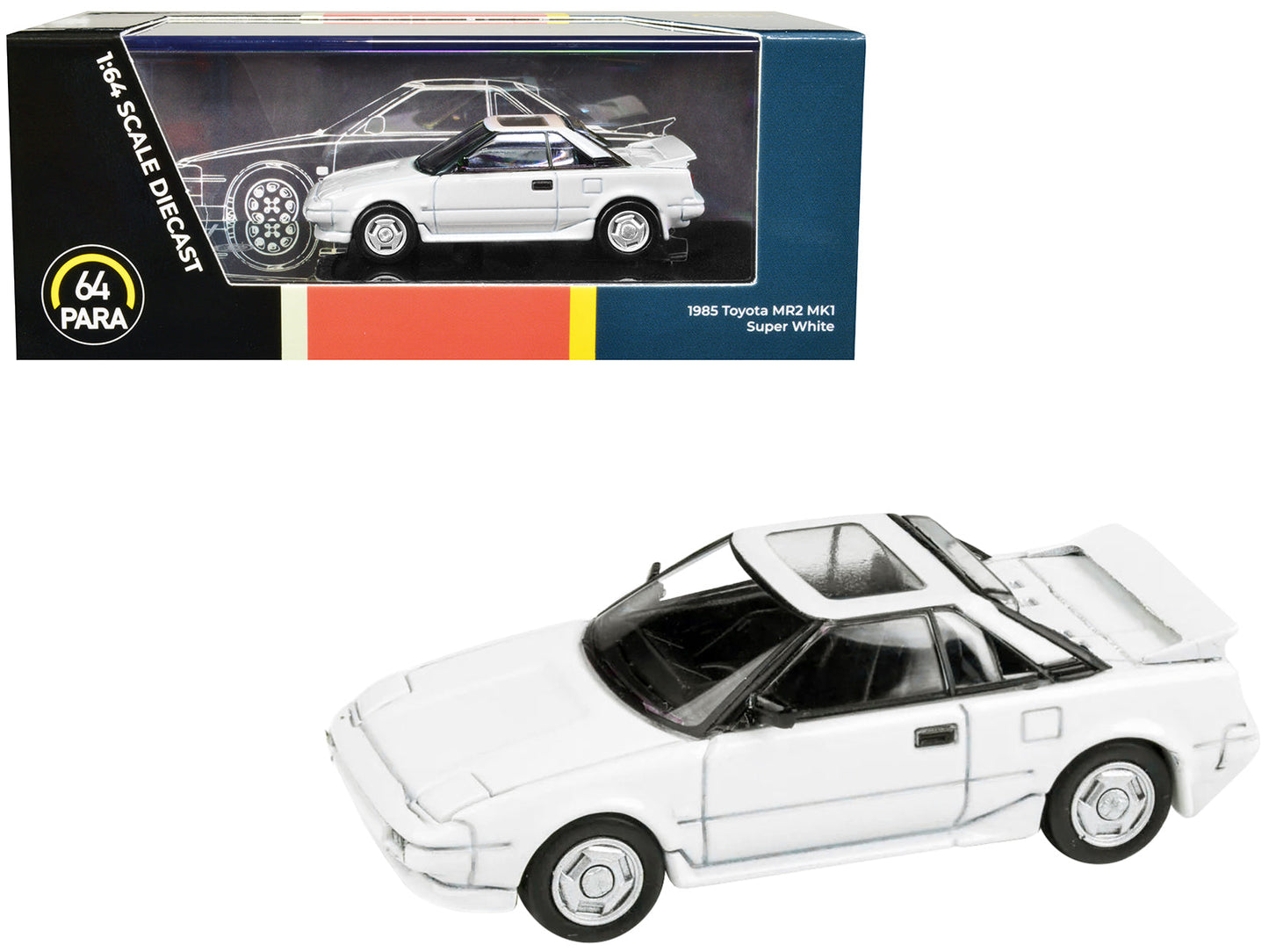 1985 Toyota MR2 MK1 Super White with Sunroof 1/64 Diecast Model Car by Paragon Models free shipping USA