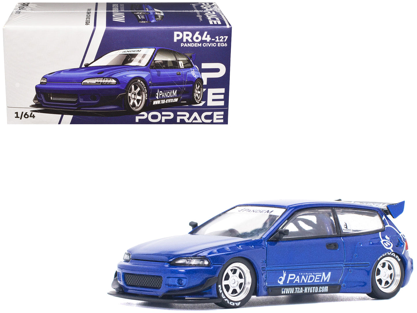 Pandem Civic EG6 RHD (Right Hand Drive) Blue Metallic 1/64 Diecast Model Car by Pop Race free shipping USA