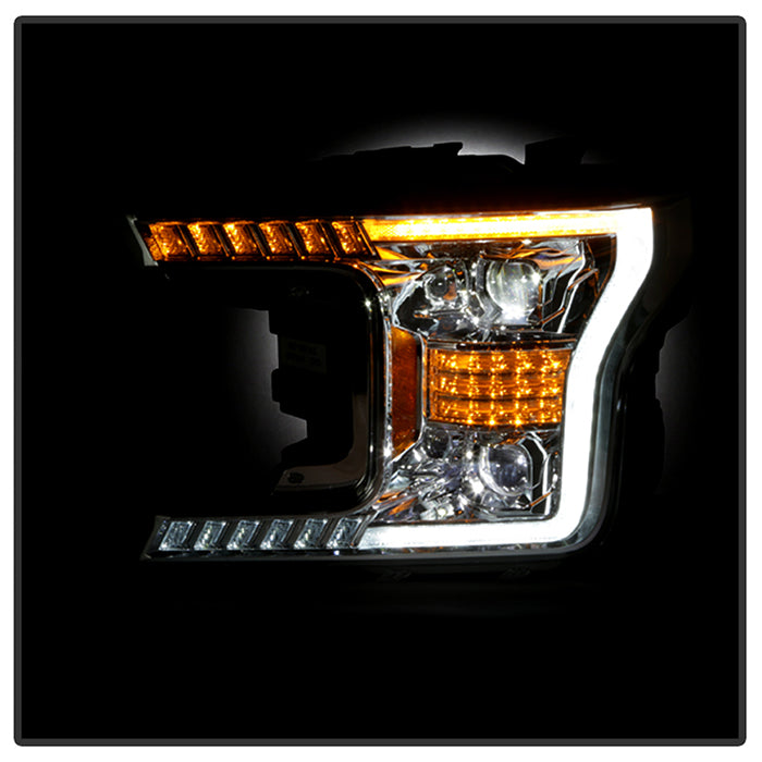 xTune Ford F150 18-20 White DRL Full LED Two Projector Headlights - Chrome PRO-CH-FF15018S-FLED-C 9949609