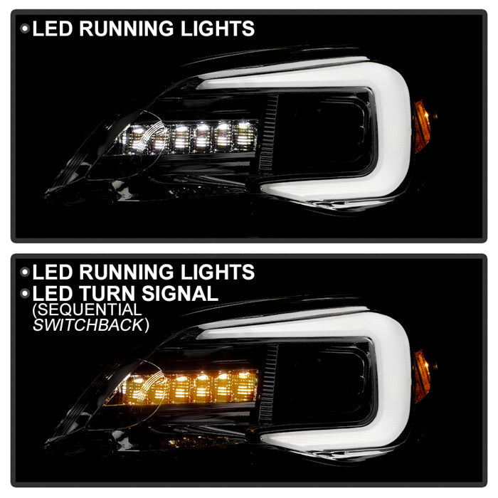 SPYDER xTune Chrysler 200 11-14 Halogen Proj. Headlights w/ Light Bar - Chrome PRO-JH-CHR211-LBDRL-C 9055553
