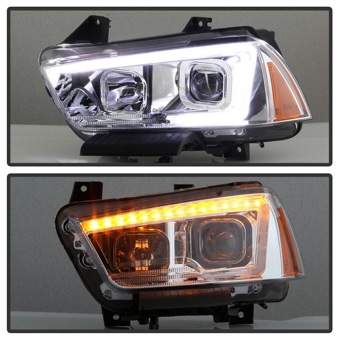 SPYDER xTune 11-14 Dodge Charger Projector Headlights - Halogen - DRL - Chrome (PRO-JH-DCHA11-LB-C) 9041754