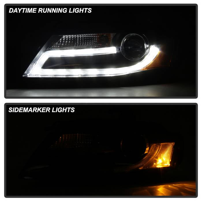 Spyder Audi A4 09-12 Projector Headlights Halogen Model Only - DRL LED Black PRO-YD-AA408-DRL-BK 5081544