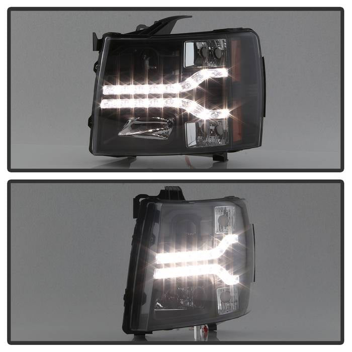 Spyder Chevy Silverado 1500 07-13 V2 Projector Headlights - LED DRL - Black PRO-YD-CS07V2-DRL-BK 5083524