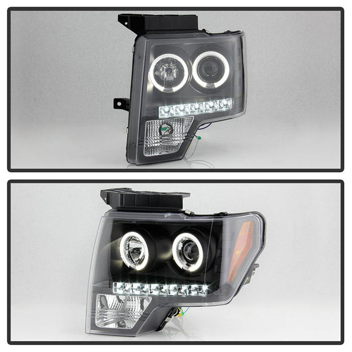 Spyder Ford F150 09-14 Projector Headlights Halogen Model- LED Halo LED Blk PRO-YD-FF15009-HL-BK 5010230