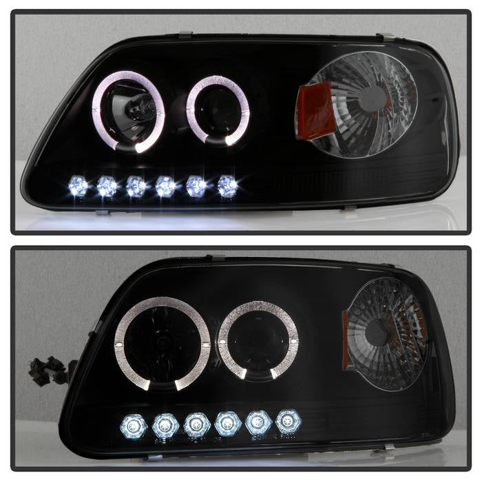 Spyder Ford F150 97-03 Projector - LED Halo Amber Reflctr LED Blk Smke PRO-YD-FF15097-1P-AM-BSM 5078445