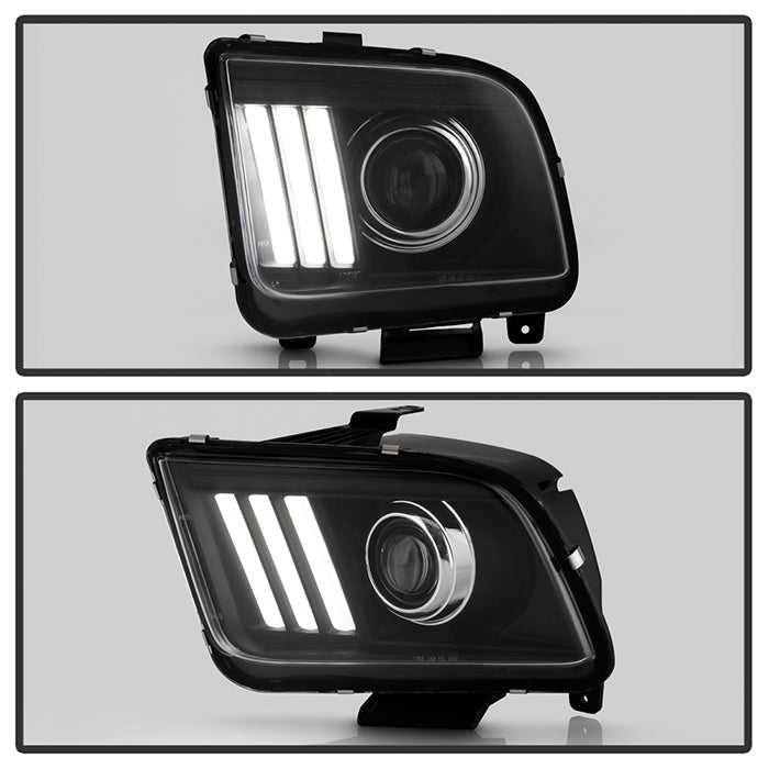 Spyder 05-08 Ford Mustang Projector Headlights V2 w/ LED DRL - Black (PRO-YD-FM05V2-DRL-BK) 5083876