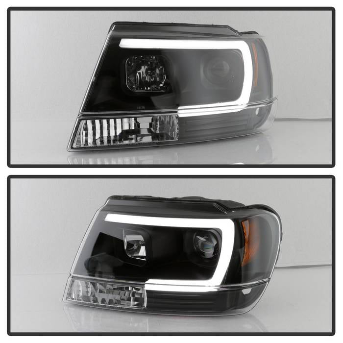 Spyder 99-04 Jeep Grand Cherokee Projector Headlights - Light Bar DRL LED - Black 5085221