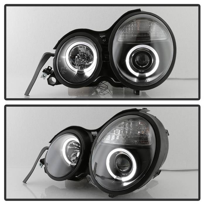 Spyder Mercedes Benz E-Class 95-99 Projector Headlights LED Halo Blk PRO-YD-MBW21095-HL-BK 5011275
