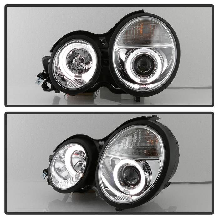 Spyder Mercedes Benz E-Class 95-99 Projector Headlights LED Halo Chrm PRO-YD-MBW21095-HL-C 5011282