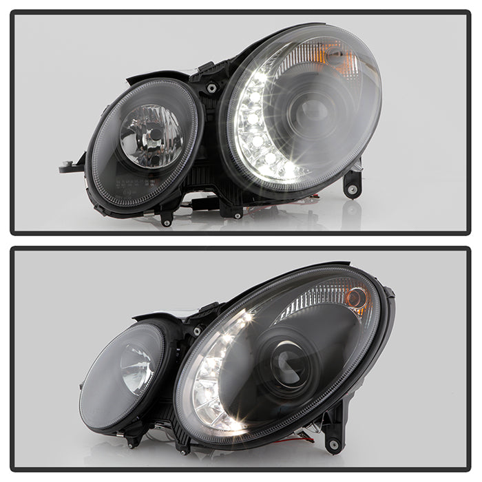 Spyder Mercedes Benz E-Class 07-09 Projector Headlights Halogen - DRL Blk PRO-YD-MBW21107-DRL-BK 5029379