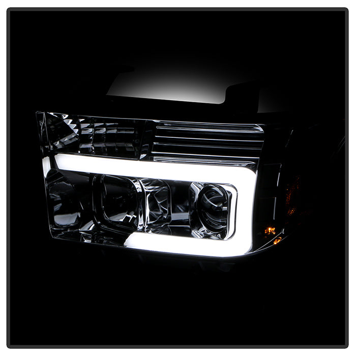 Spyder 07-13 Toyota Tundra V2 Light Bar DRL Projector Headlights - Chrome (PRO-YD-TTU07V2-LB-C) 5084651