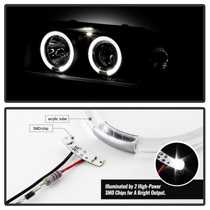 Spyder Volvo 850 93-97 Projector Headlights LED Halo Black High H1 Low H1 PRO-YD-VO85092-HL-BK 5012289