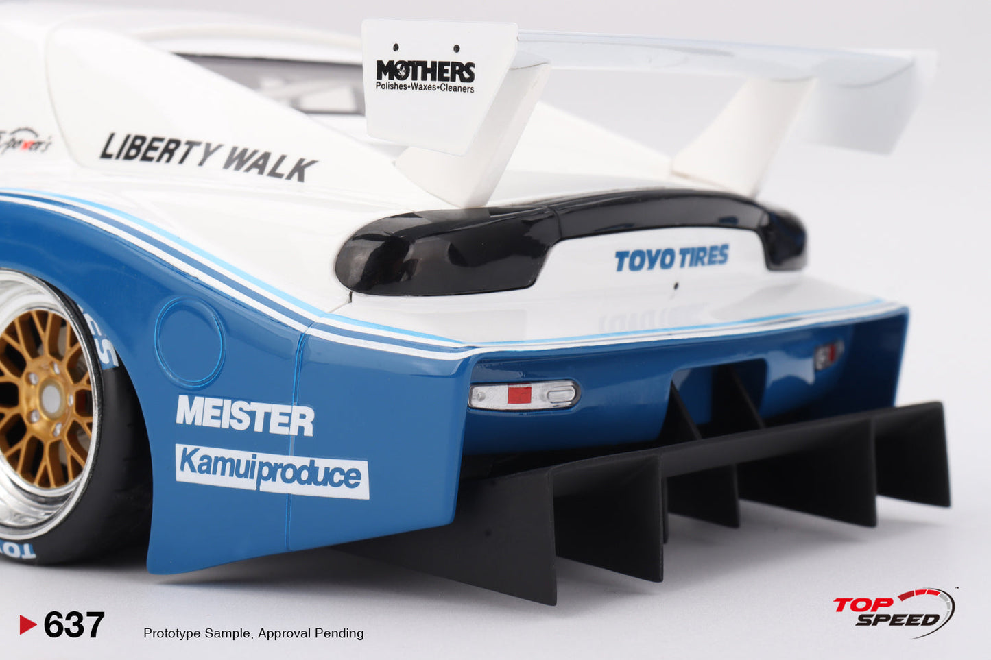 Topspeed Mazda RX-7 FD LB-Super Silhouette Liberty Walk White & Blue 1:18