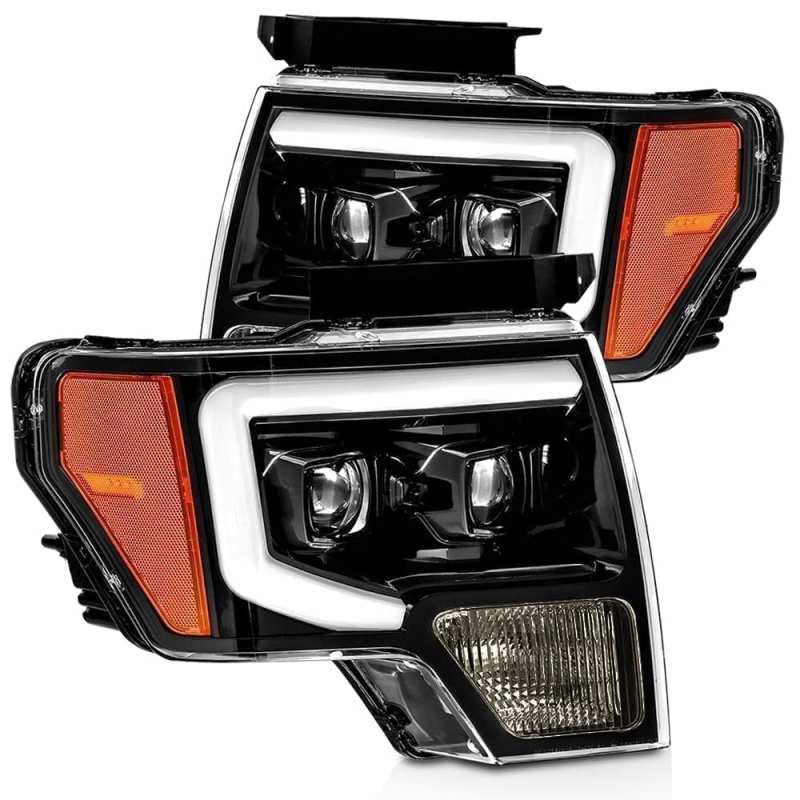AlphaRex 09-14 Ford F-150 LUXX LED Proj Headlights Plank Style Jet Blk w/Activ Light/Seq Signal/DRL 880177 *Discontinued