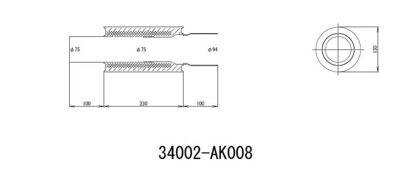 HKS Universal Ex H/M Sus 130-75 (Moq: 8Pcs)