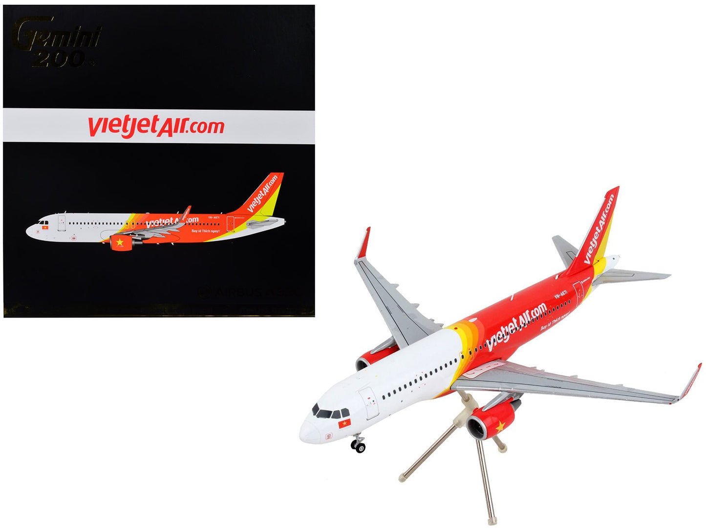 Airbus A320 Commercial Aircraft "VietJet Air" White and Red "Gemini 200" Series 1/200 Diecast Model Airplane by GeminiJets free shipping USA