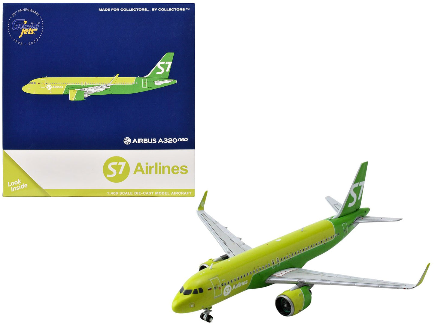 Airbus A320neo Commercial Aircraft "S7 Airlines" (RA-73428) Green Two-Tone 1/400 Diecast Model Airplane by GeminiJets free shipping USA
