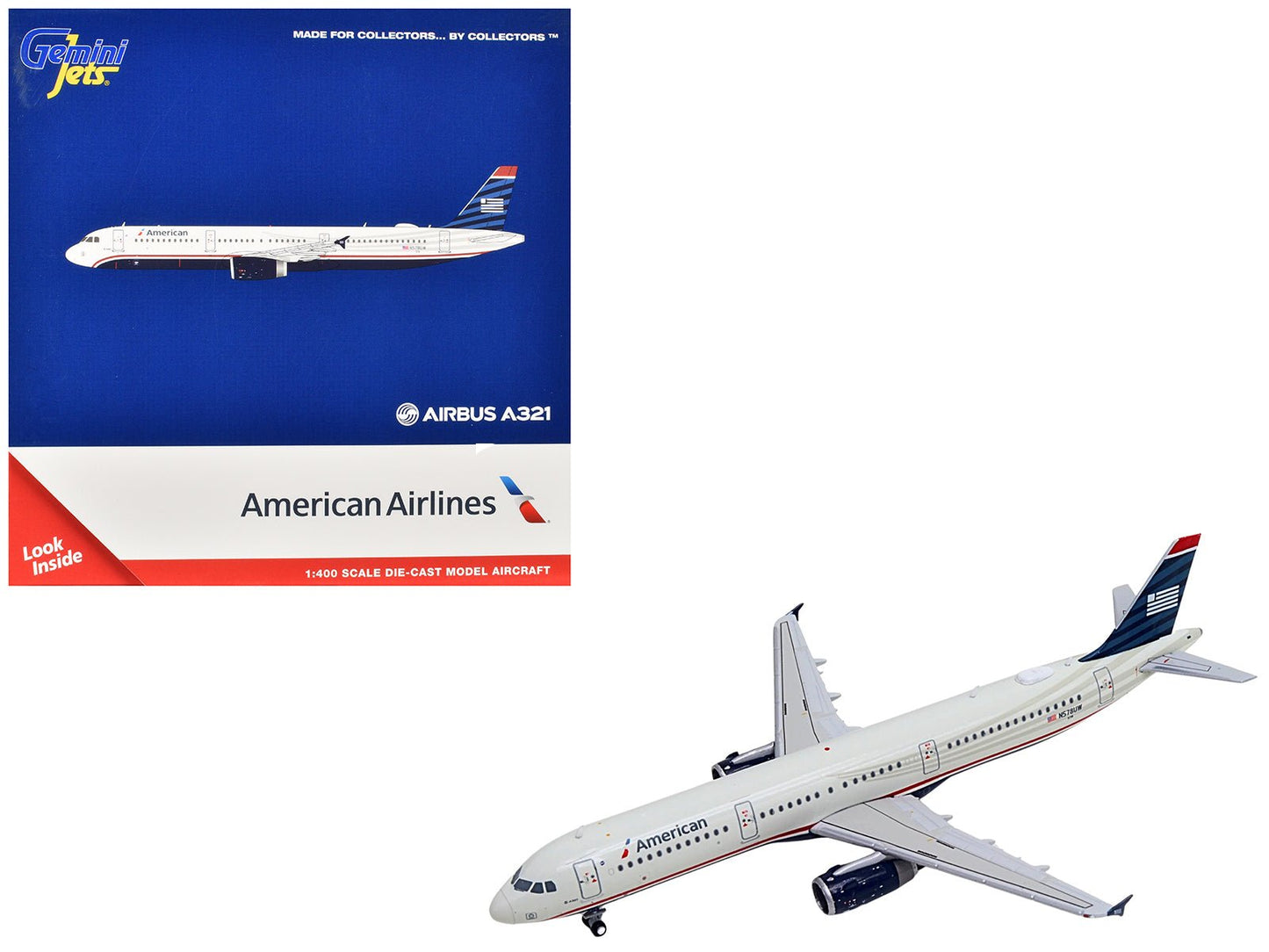 Airbus A321 Commercial Aircraft "American Airlines - US Airways Heritage Jet" (N578UW) White with Blue Tail 1/400 Diecast Model Airplane by GeminiJets free shipping USA