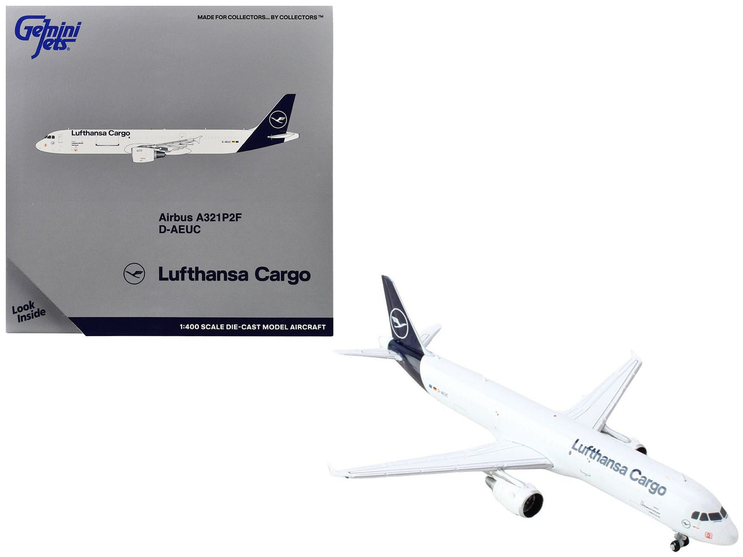 Airbus A321P2F Commercial Aircraft "Lufthansa Cargo" (D-AEUC) White with Blue Tail 1/400 Diecast Model Airplane by GeminiJets free shipping USA