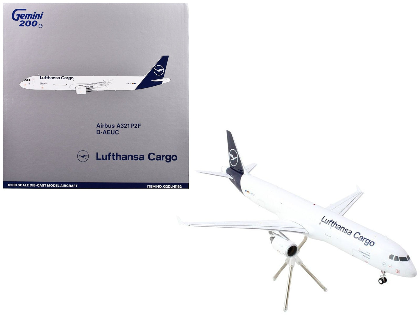 Airbus A321P2F Commercial Aircraft "Lufthansa Cargo" (D-AEUC) White with Blue Tail "Gemini 200" Series 1/200 Diecast Model Airplane by GeminiJets free shipping USA