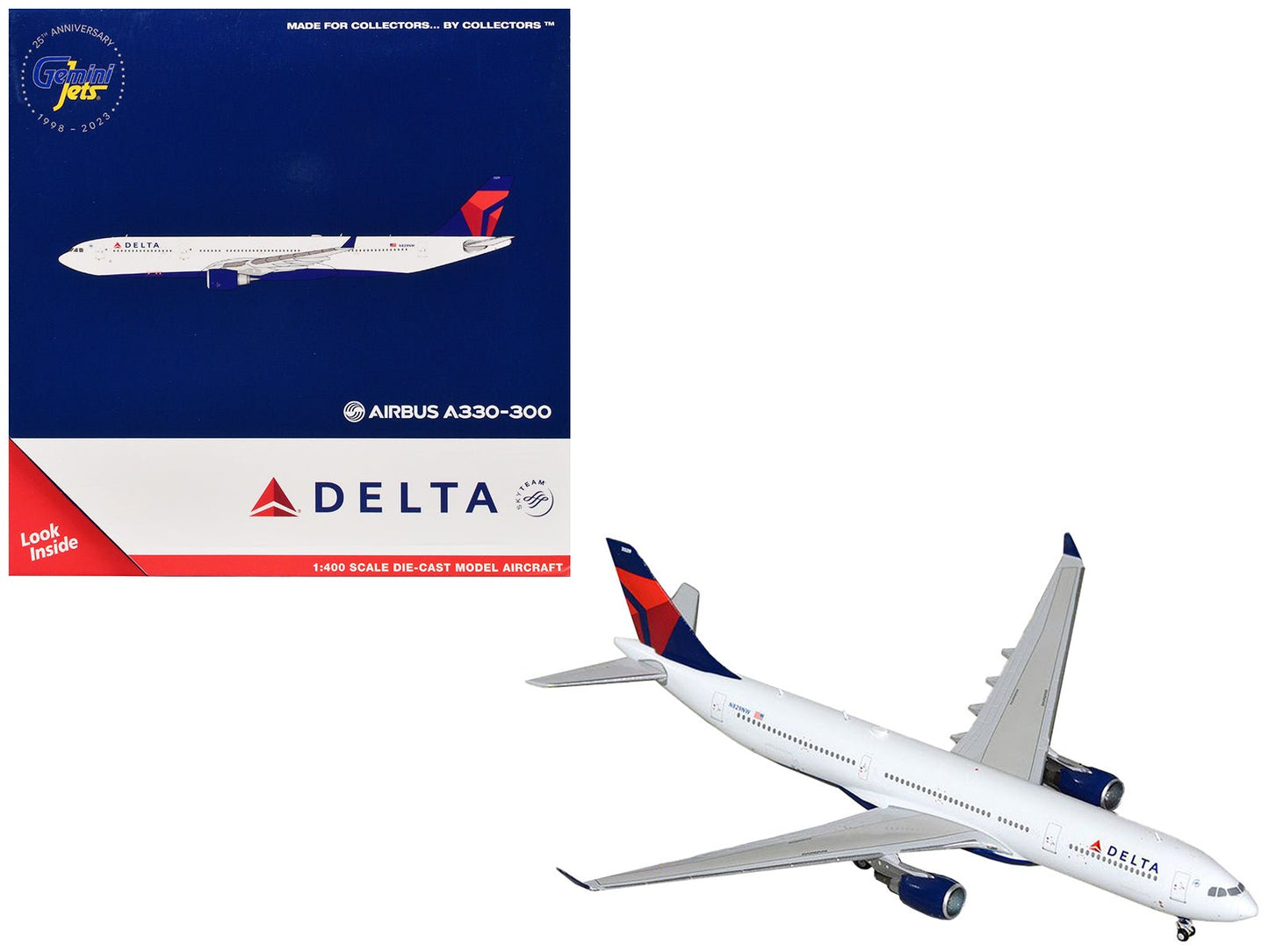 Airbus A330-300 Commercial Aircraft "Delta Air Lines" (N829NW) White with Blue and Red Tail 1/400 Diecast Model Airplane by GeminiJets free shipping USA