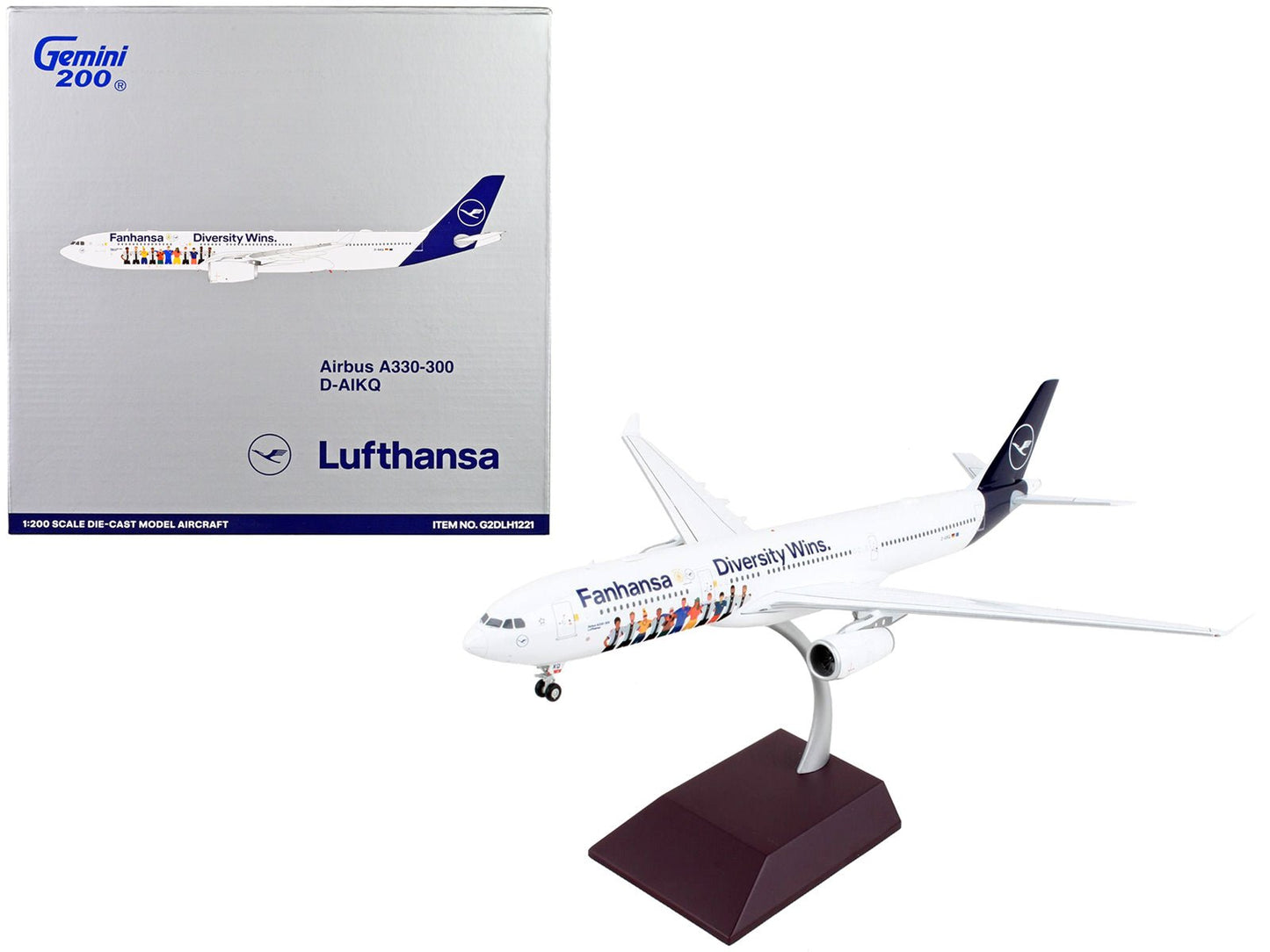 Airbus A330-300 Commercial Aircraft "Lufthansa - Diversity Wins" White with Blue Tail "Gemini 200" Series 1/200 Diecast Model Airplane by GeminiJets free shipping USA