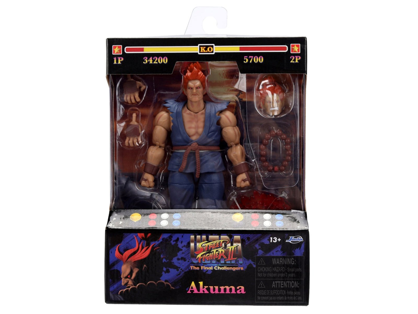 Akuma 6" Moveable Figure with Accessories and Alternate Head and Hands "Ultra Street Fighter II: The Final Challengers" (2017) Video Game Model by Jada free shipping USA