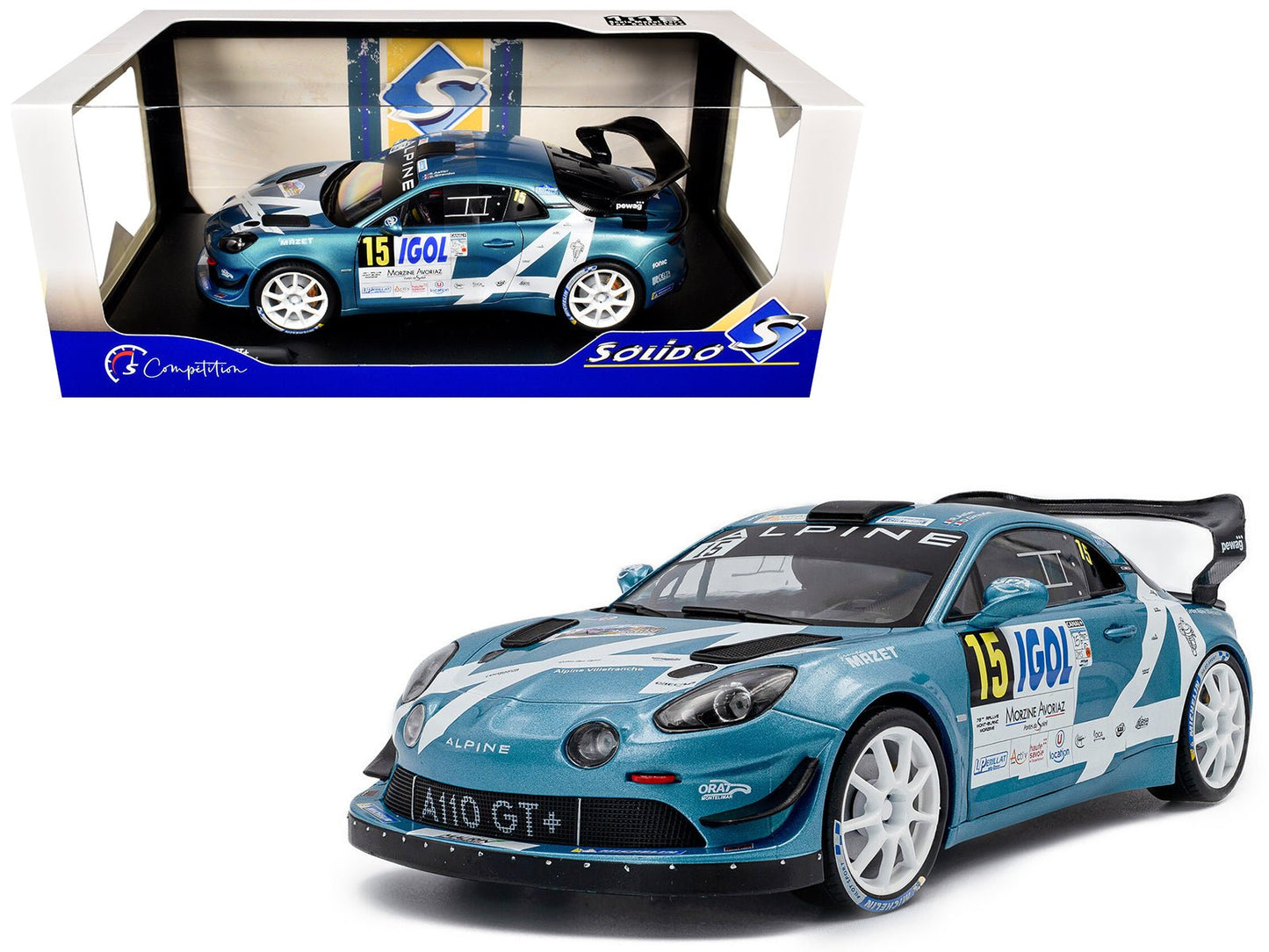 Alpine A110 Rallye GT+ #15 Raphael Astier - Denis Giraudet "Rallye Du Mont Blanc" (2024) "Competition" Series 1/18 Diecast Model Car by Solido free shipping USA