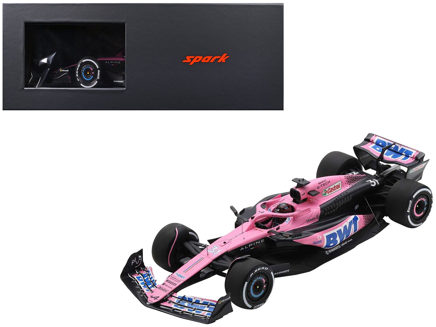 Alpine A523 #31 Esteban Ocon "BWT" Formula One F1 Saudi Arabian GP (2023) with Acrylic Display Case 1/18 Model Car by Spark free shipping USA