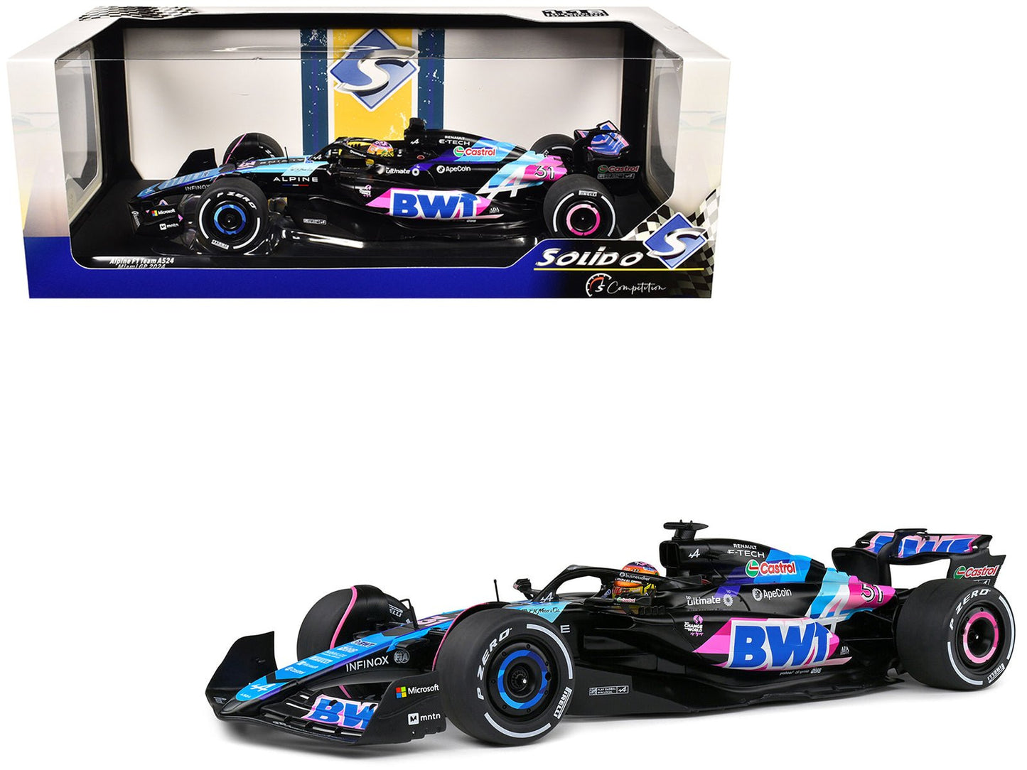 Alpine A524 #31 Esteban Ocon "BWT" Formula One F1 Miami GP (2024) "Competition" Series 1/18 Diecast Model Car by Solido free shipping USA