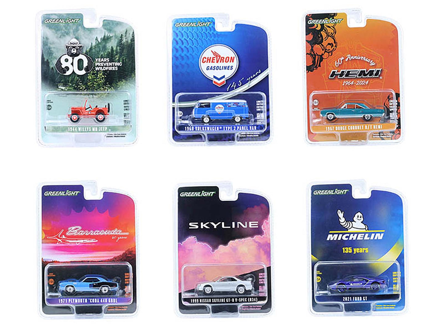 "Anniversary Collection" Set of 6 pieces Series 17 1/64 Diecast Model Cars by Greenlight free shipping USA