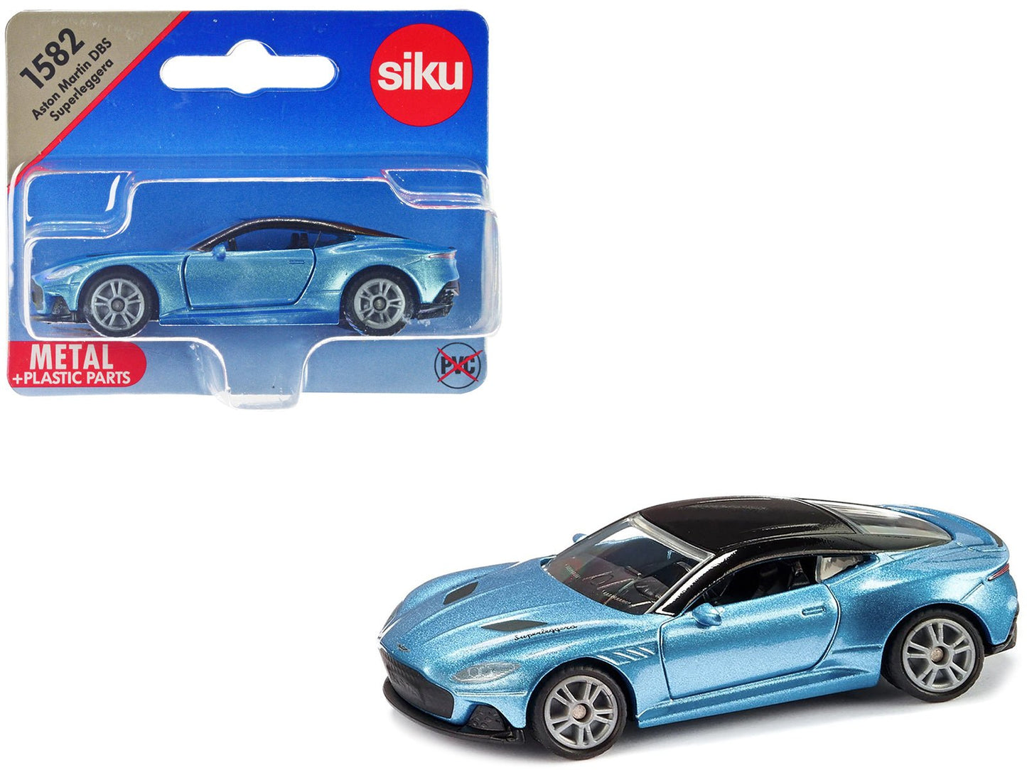 Aston Martin DBS Superleggera Blue Metallic with Black Top Diecast Model Car by Siku free shipping USA