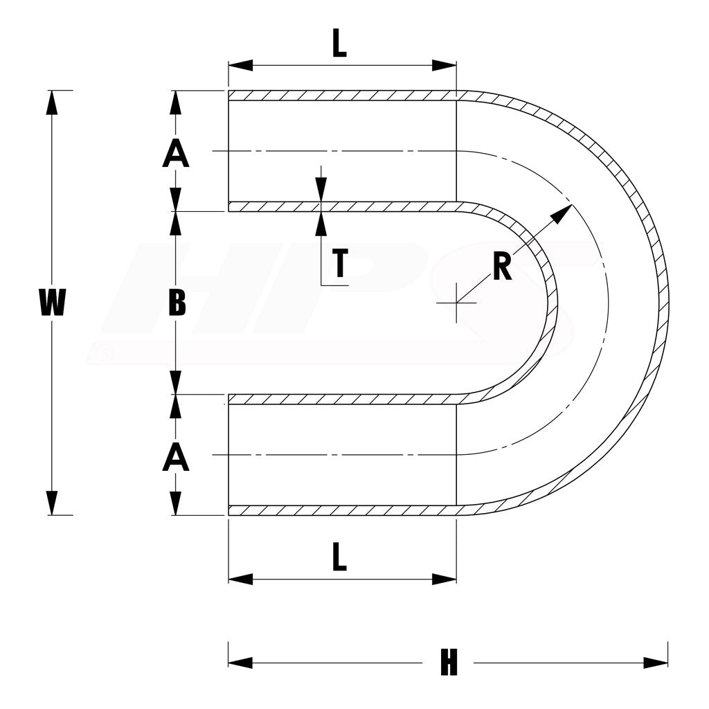 HPS Performance Products HPS 4" OD 180 Degree U Bend 6061 Aluminum Elbow Pipe Tubing w/ 5-1/2" CLR