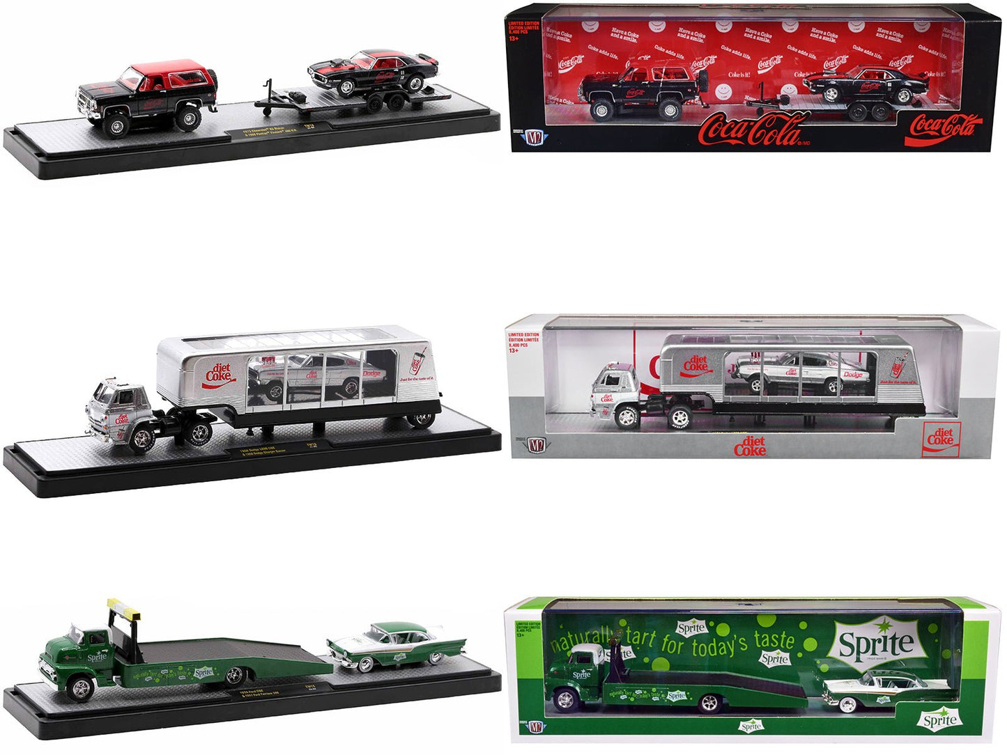 Auto Haulers "Sodas" Set of 3 pieces Release 18 Limited Edition to 8400 pieces Worldwide 1/64 Diecast Models by M2 Machines free shipping USA