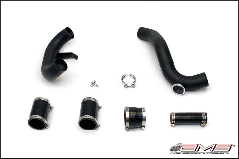 AMS Performance 08-15 Mitsubishi EVO X Lower I/C Pipe Kit for TiAL Flange - Black Powder Coat AMS.04.09.0004-2
