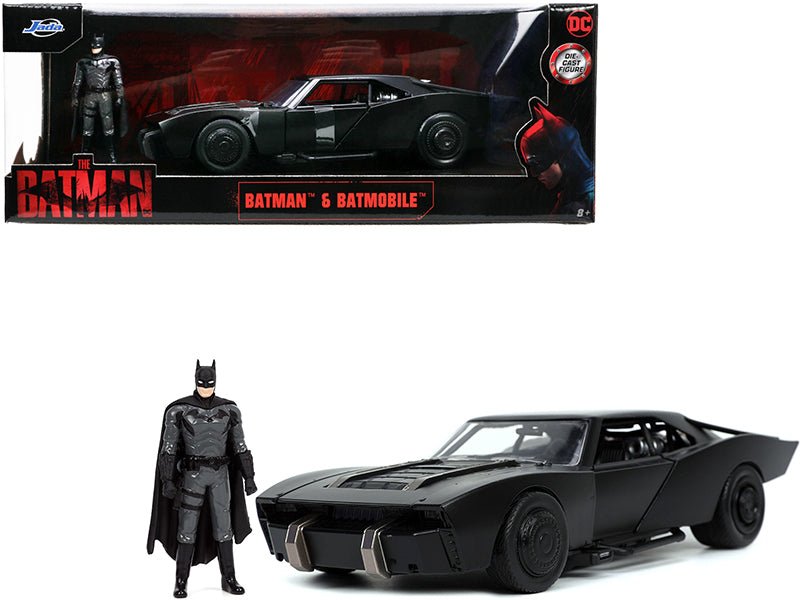 Batmobile Matt Black with Batman Diecast Figure "The Batman" (2022) Movie "DC Comics" 1/24 Diecast Model Car by Jada free shipping USA