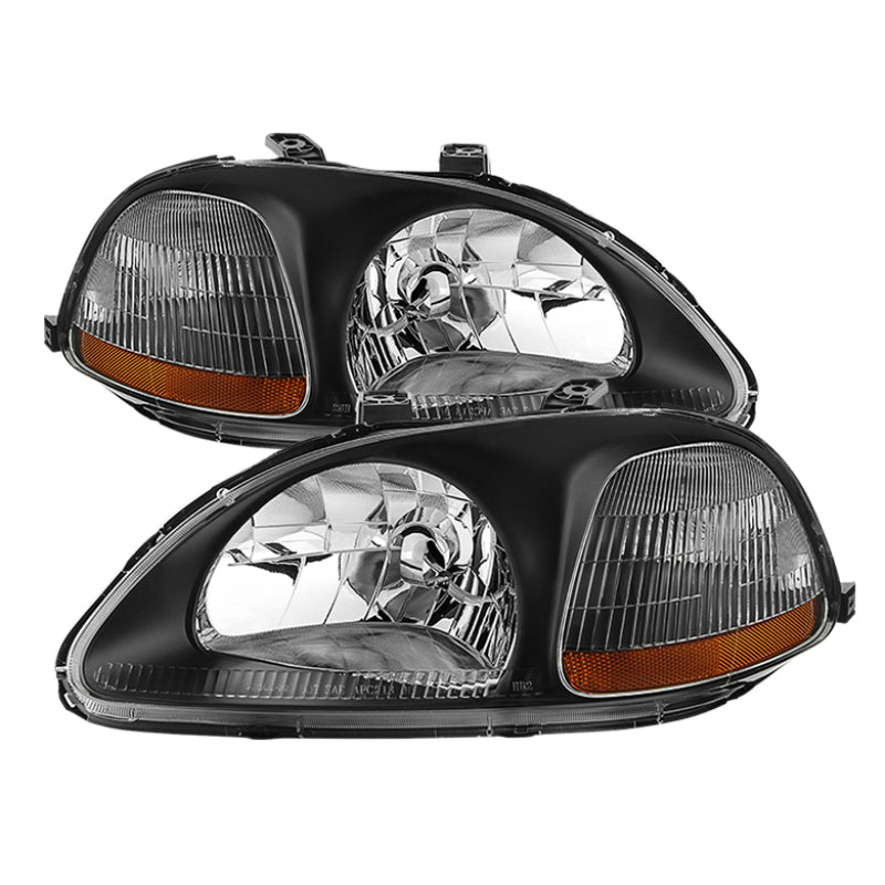 SPYDER Xtune Honda Civic 96-98 Amber Crystal Headlights Black HD-JH-HC96-AM-BK 5014375