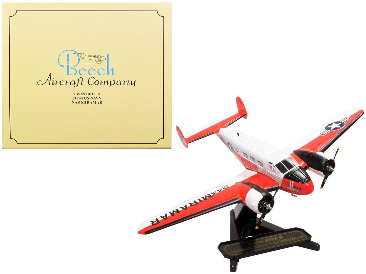 Beech UC-45J Expeditor (Twin Beech) Aircraft "51244 US Navy Naval Air Station Miramar - San Diego CA" 1/72 Diecast Model Airplane by Oxford Diecast free shipping USA