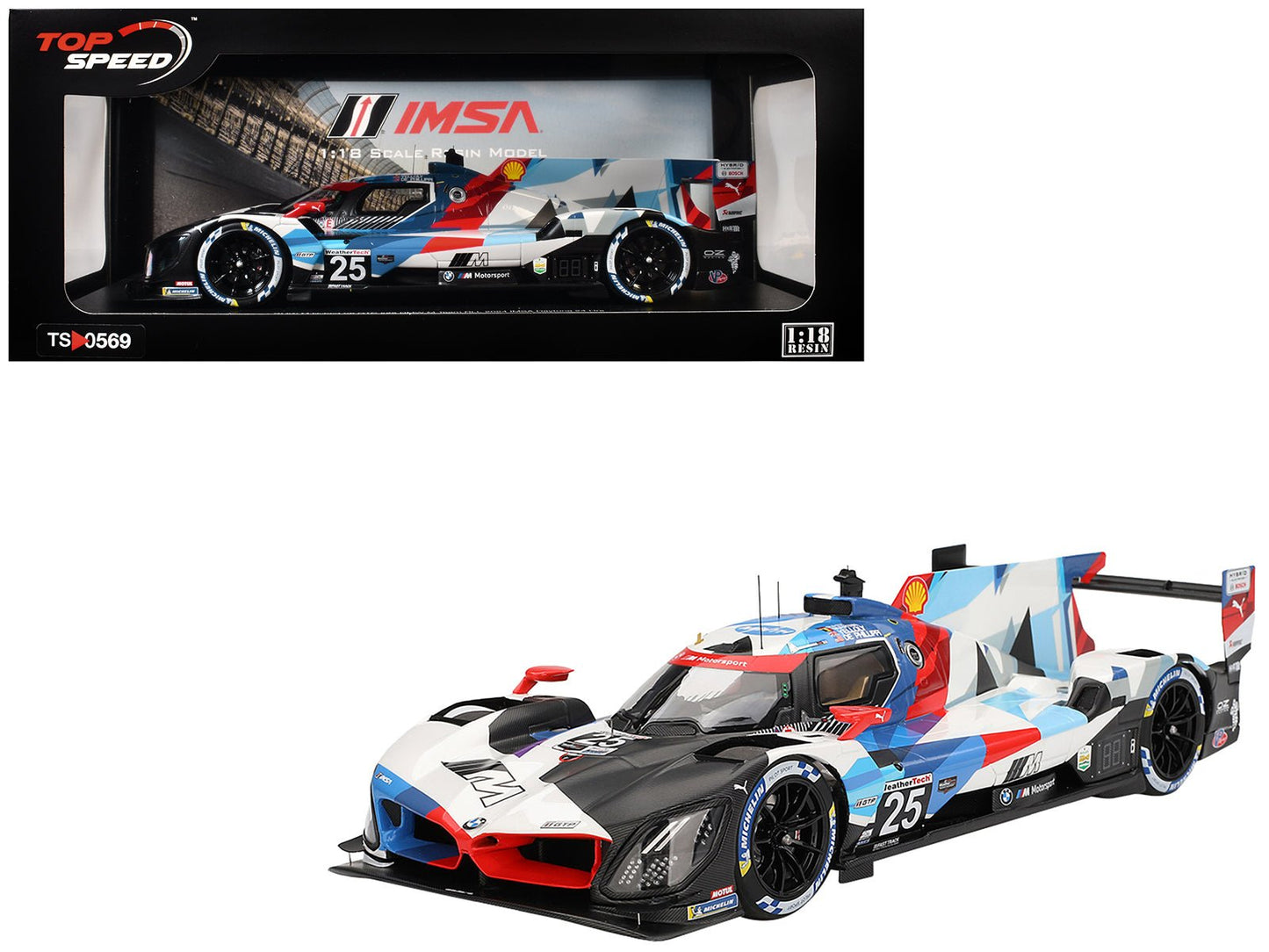 BMW M Hybrid V8 GTP #25 Connor De Phillippi - Maxime Martin - Rene Rast - Nick Yelloly "BMW M Team RLL" "24 Hours of Daytona" (2024) 1/18 Model Car by Top Speed free shipping USA
