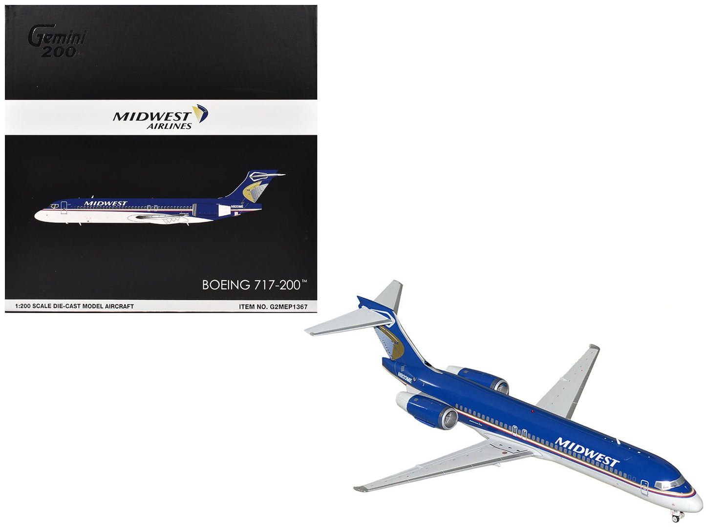 Boeing 717-200 Commercial Aircraft "Midwest Airlines" (N920ME) Blue and White "Gemini 200" Series 1/200 Diecast Model Airplane by GeminiJets free shipping USA