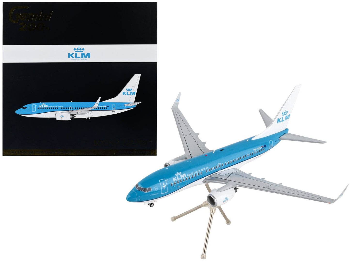 Boeing 737-700 Commercial Aircraft "KLM Royal Dutch Airlines" Blue with White Tail "Gemini 200" Series 1/200 Diecast Model Airplane by GeminiJets free shipping USA